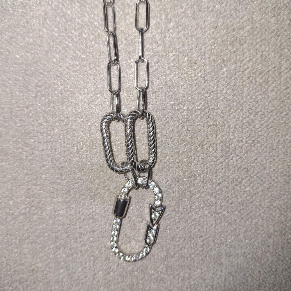 Silver Chain Necklace with Crystal Accents